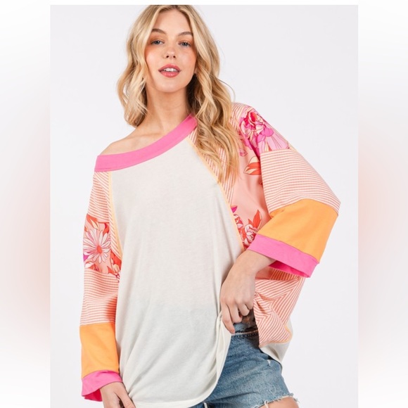 21 Boho Oversized Contrast Knit Sweatshirt - Picture 3 of 6